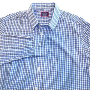 UNTUCKit Durif WF Blue Check Slim Fit Long Sleeve Shirt Size Large